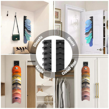 🧢📦 2-Pack Hat Organizer – Multilayer Wall & Door Storage Holder with Dual Mounting Options🏠