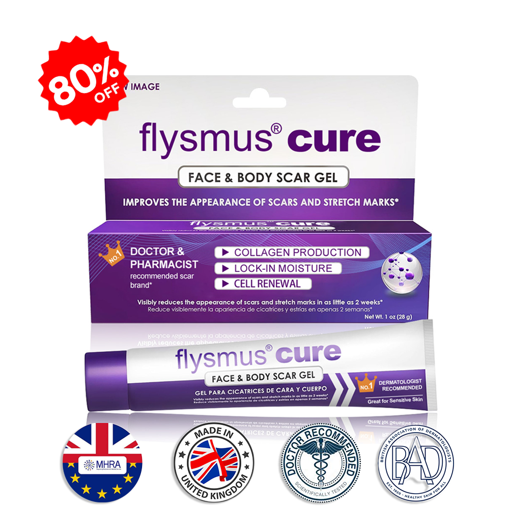 💙MHRA-CERTIFIED✅flysmus® cure FACE & BODY SCAR GEL – Clinically proven to soften, flatten and fade surgical scars, acne marks, burns, keloids and trauma-related scars.