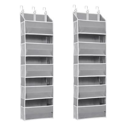 6-Tier Over The Door Organizer Storage, Hanging Pantry Organizer with 6 Large Pockets & Clear Mesh Side Pockets, Anti-Tilt Design 44 lbs Capacity Space Saver for Kitchen, Bathroom, Bedroom