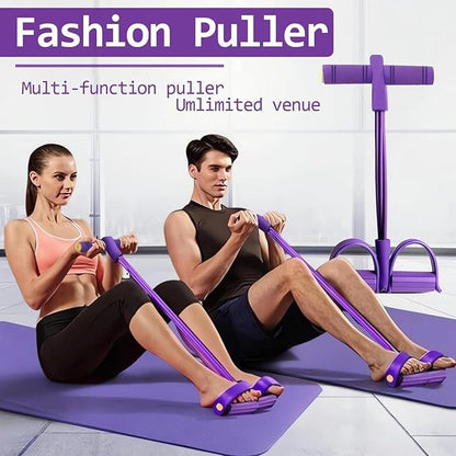 Sculpt Your Body at Home! 🏠 4-Tube Power Pedal Resistance Band ✨ Tone Up Fast! 💪