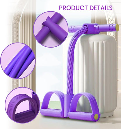 Sculpt Your Body at Home! 🏠 4-Tube Power Pedal Resistance Band ✨ Tone Up Fast! 💪