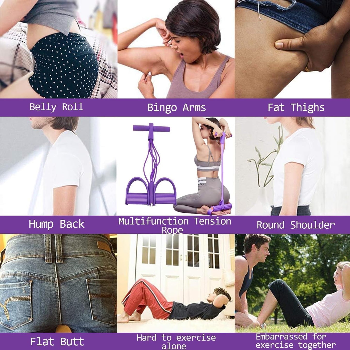 Sculpt Your Body at Home! 🏠 4-Tube Power Pedal Resistance Band ✨ Tone Up Fast! 💪