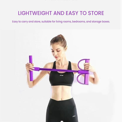 Sculpt Your Body at Home! 🏠 4-Tube Power Pedal Resistance Band ✨ Tone Up Fast! 💪