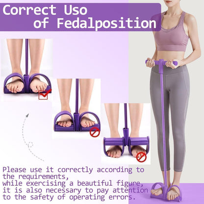Sculpt Your Body at Home! 🏠 4-Tube Power Pedal Resistance Band ✨ Tone Up Fast! 💪