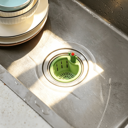 🌿🫗Cactus Sinkstrainerbasket - A Cute Design, Easy To Press And Filter Foodwaste Without Touching It