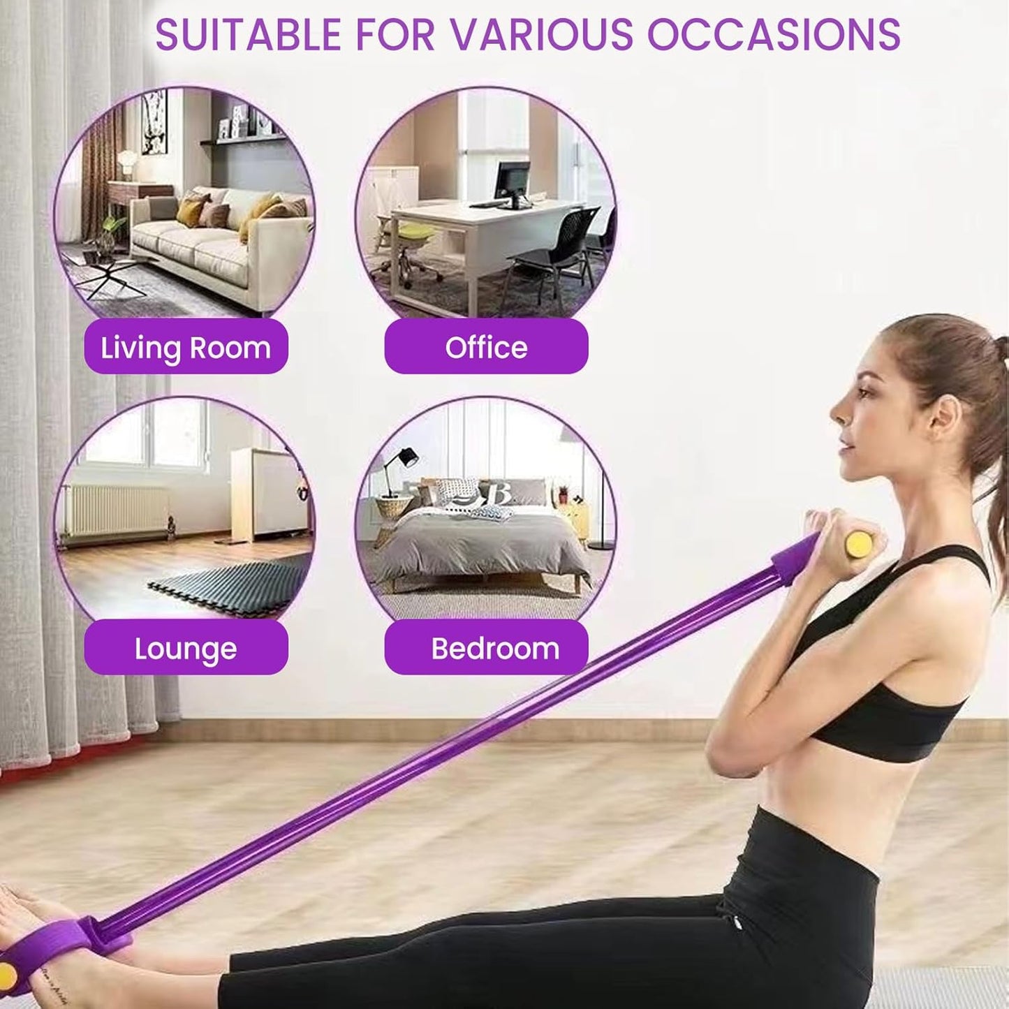 Sculpt Your Body at Home! 🏠 4-Tube Power Pedal Resistance Band ✨ Tone Up Fast! 💪