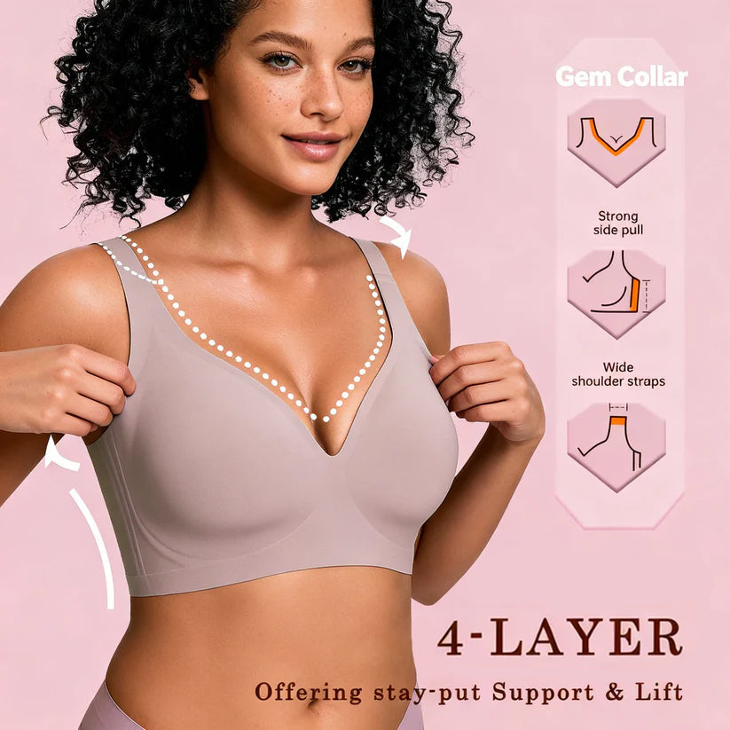 🔥☁️ Jelly Wireless Womens Comfortable Wireless Bras Push Up Bralettes Seamless Tshirts Bras Deep V Everyday Bras