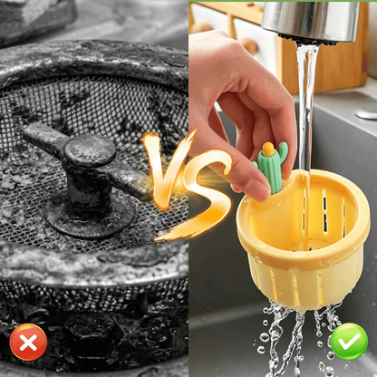 🌿🫗Cactus Sinkstrainerbasket - A Cute Design, Easy To Press And Filter Foodwaste Without Touching It