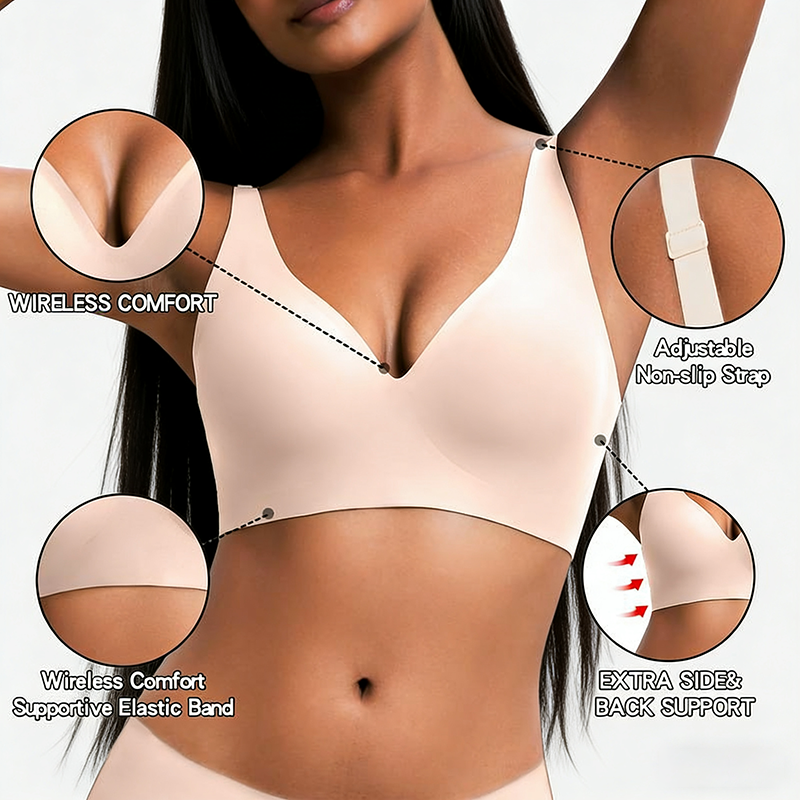 🔥☁️ Jelly Wireless Womens Comfortable Wireless Bras Push Up Bralettes Seamless Tshirts Bras Deep V Everyday Bras