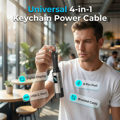 📱4-in-1 Digital Display Keychain Charging Cable