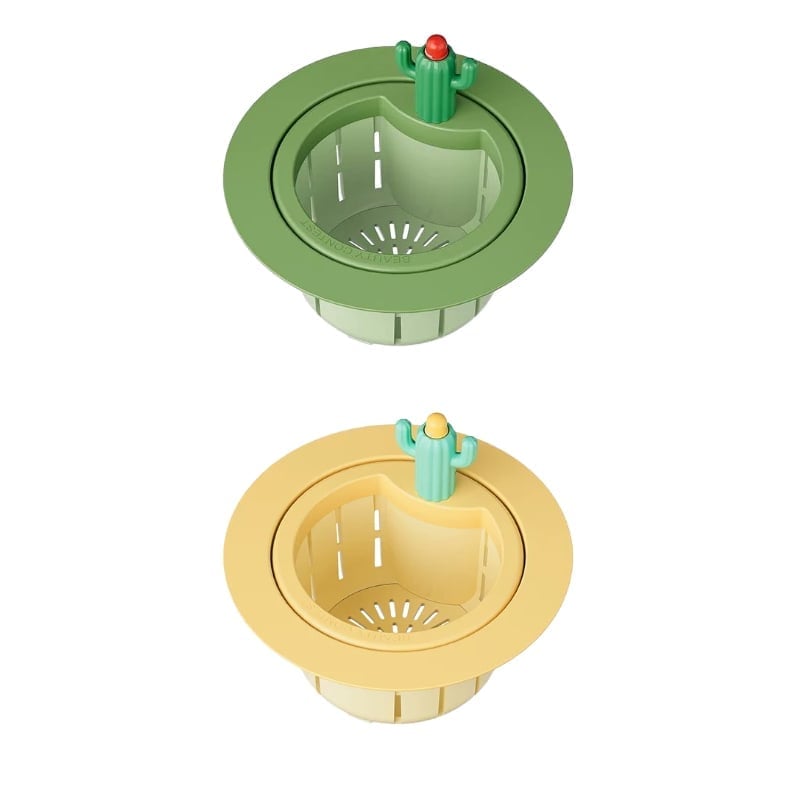 🌿🫗Cactus Sinkstrainerbasket - A Cute Design, Easy To Press And Filter Foodwaste Without Touching It