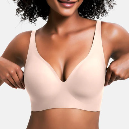 🔥☁️ Jelly Wireless Womens Comfortable Wireless Bras Push Up Bralettes Seamless Tshirts Bras Deep V Everyday Bras