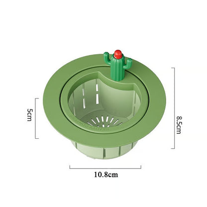 🌿🫗Cactus Sinkstrainerbasket - A Cute Design, Easy To Press And Filter Foodwaste Without Touching It