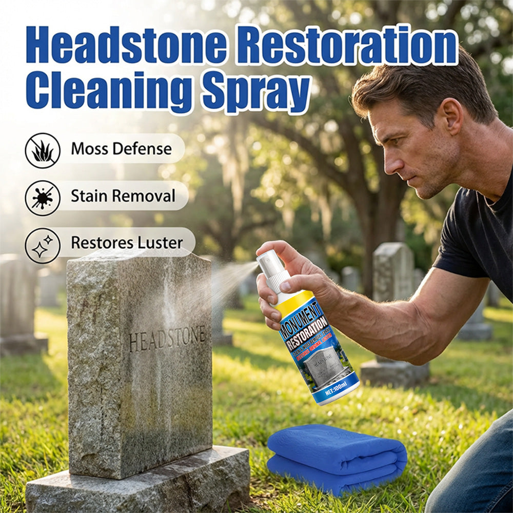 🔥Fast-Acting Headstone Restoration & Cleaning Spray — Decades of Grime Gone in Minutes
