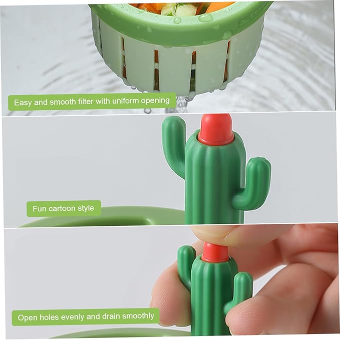 🌿🫗Cactus Sinkstrainerbasket - A Cute Design, Easy To Press And Filter Foodwaste Without Touching It