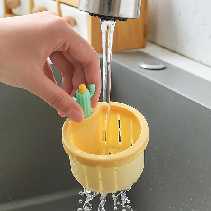 🌿🫗Cactus Sinkstrainerbasket - A Cute Design, Easy To Press And Filter Foodwaste Without Touching It