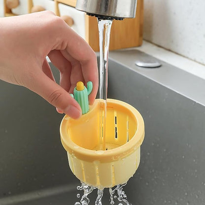 🌿🫗Cactus Sinkstrainerbasket - A Cute Design, Easy To Press And Filter Foodwaste Without Touching It