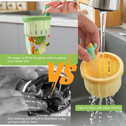 🌿🫗Cactus Sinkstrainerbasket - A Cute Design, Easy To Press And Filter Foodwaste Without Touching It