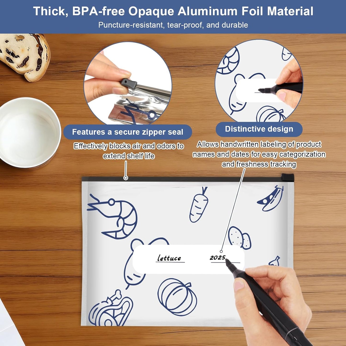 🔥🔥Reusable Aluminium Foil Sealable Storage Bags — Keep Food Fresh For Longer
