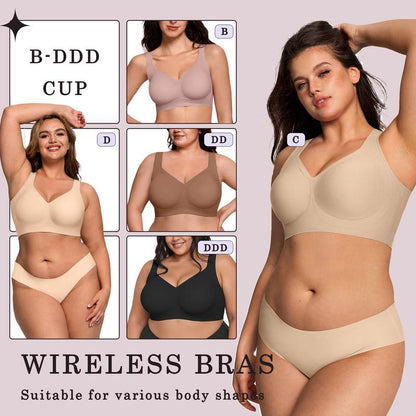 🔥☁️ Jelly Wireless Womens Comfortable Wireless Bras Push Up Bralettes Seamless Tshirts Bras Deep V Everyday Bras