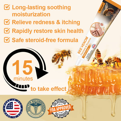 flysmus™ Bee Venom Eczema & Psoriasis Relief Cream – Soothes & Relieves Itching