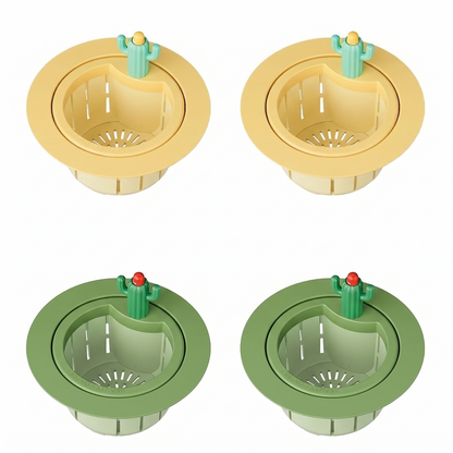 🌿🫗Cactus Sinkstrainerbasket - A Cute Design, Easy To Press And Filter Foodwaste Without Touching It