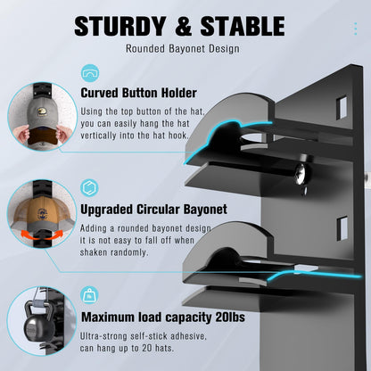 🧢📦 2-Pack Hat Organizer – Multilayer Wall & Door Storage Holder with Dual Mounting Options🏠