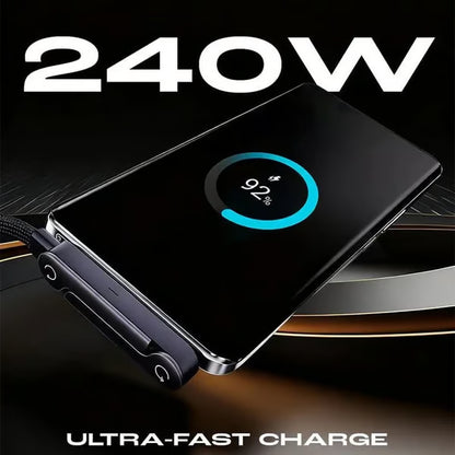 ⚡📱MFi-Certified 2-in-1 Fast Charging Cable with Built-In Phone Stand – Ultra-Fast 240W Power, Official Apple Authorized✅