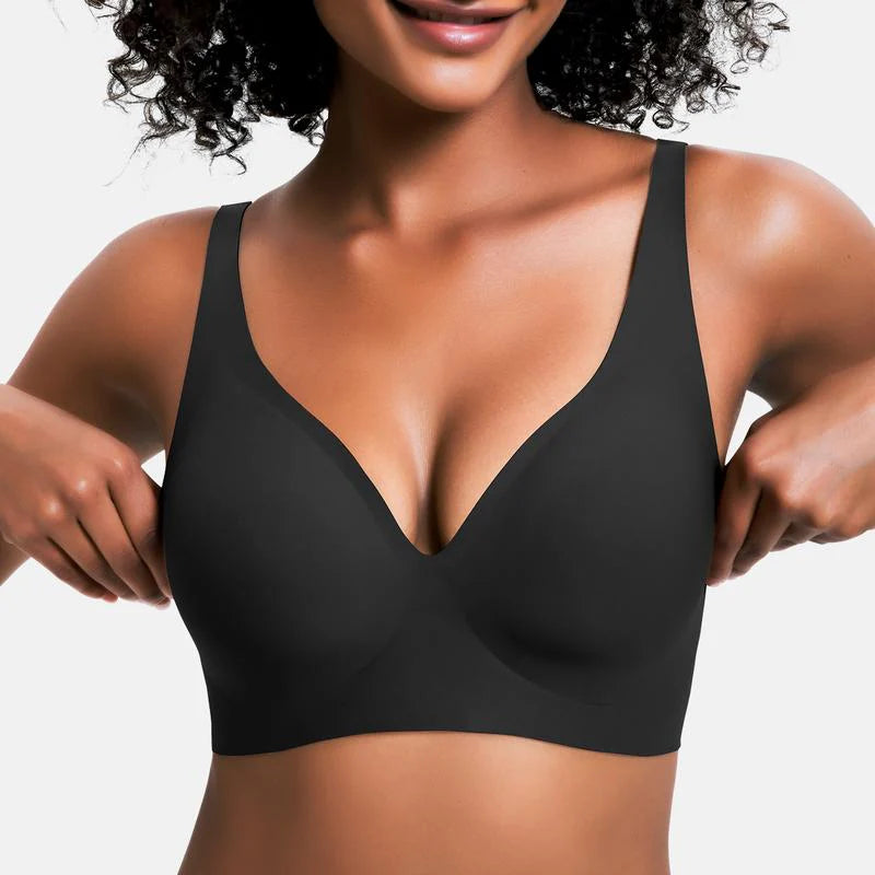 🔥☁️ Jelly Wireless Womens Comfortable Wireless Bras Push Up Bralettes Seamless Tshirts Bras Deep V Everyday Bras