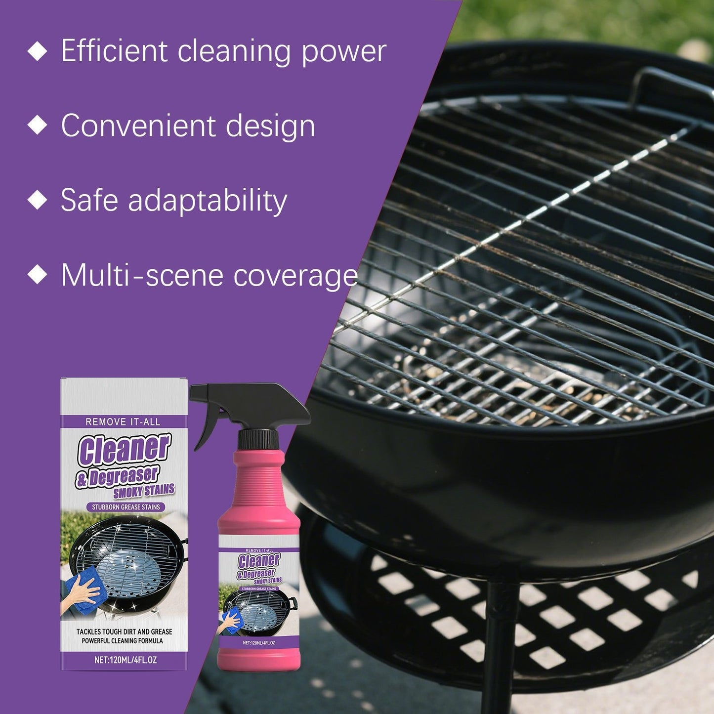 🫧Cleans in 3 Mins! Heavy Duty Grill Grease Destroyer Spray