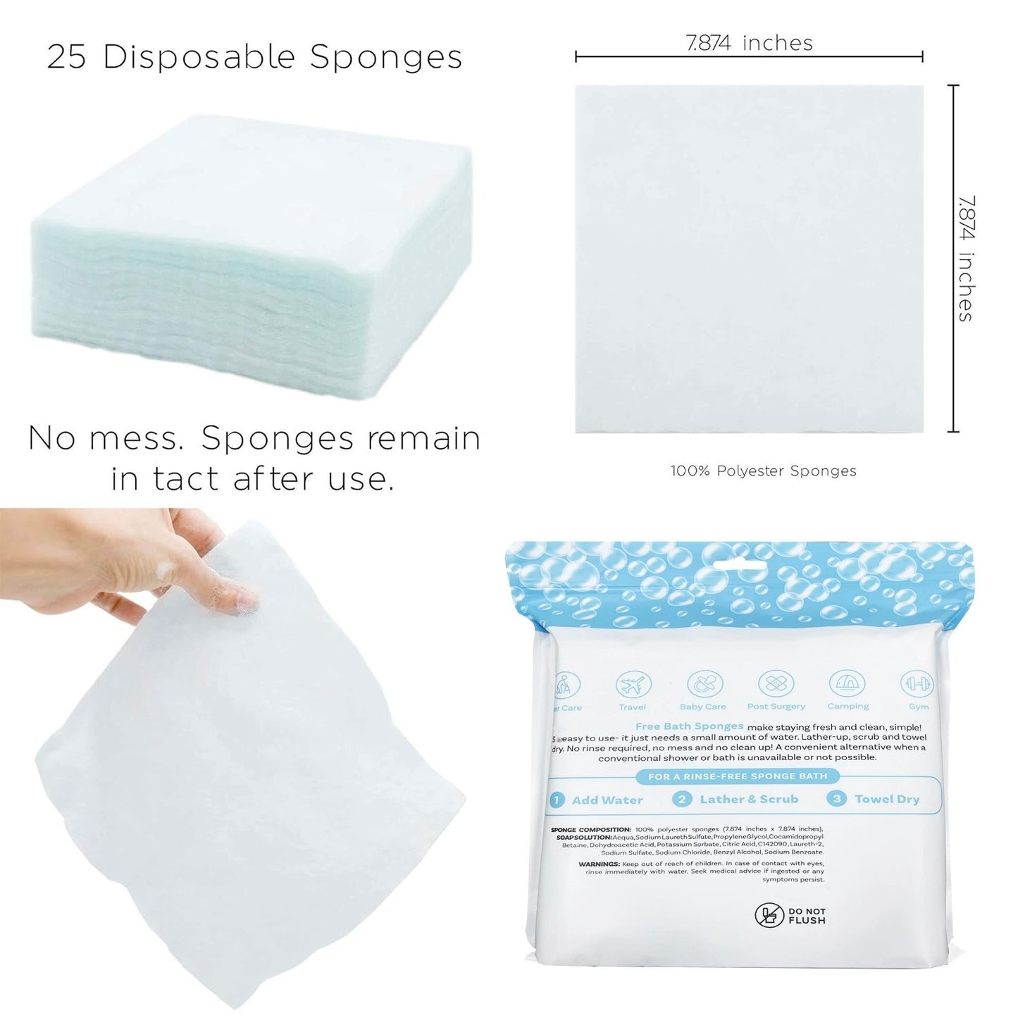 🧼🫧Rinse-Free Bathing Wipes — Perfect for Elderly Care, Post-Surgery Recovery, Camping, Gym & Travel
